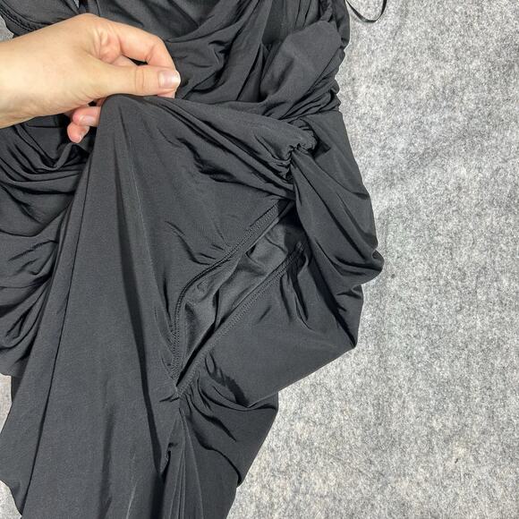 Zara Asymmetrical Ruched One Leg One Shoulder Black Jumpsuit Size Small - Picture 6 of 10